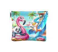 Porte-monnaie coloré coquelicots rouges en cuir synthétique pour homme et femme, taille 10,9 x 9,4 cm, Animaux Flamingo Panda Renard, one size, Animaux Flamingo Panda Renard