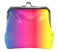 Porte-monnaie coloré dégradé arc-en-ciel pour femme avec boucle en cuir et fermoir à baiser, porte-monnaie à changer, dégradé arc-en-ciel coloré 2, classique, Dégradé arc-en-ciel coloré 2, Classique