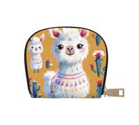 Porte-monnaie coloré en cuir synthétique avec imprimé cupcakes « Happy Birthday » avec 12 emplacements pour cartes, mini portefeuille pour femme et cadeau attentionné, Animal mignon en alpaga, One