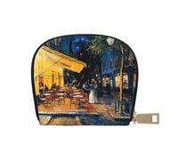 Porte-monnaie coloré en cuir synthétique avec imprimé cupcakes « Happy Birthday » avec 12 emplacements pour cartes, mini portefeuille pour femme et cadeau attentionné, Café terrasse la nuit., One Size