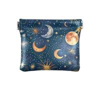 Porte-monnaie coloré hamburgers avec fermeture à pression, pochette de change, sac à monnaie pour homme et femme, taille 10,9 x 9,4 cm, Étoiles colorées lunes planètes, one size, Étoiles colorées