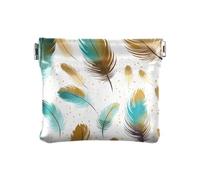 Porte-monnaie coloré hamburgers avec fermeture à pression, pochette de change, sac à monnaie pour homme et femme, taille 10,9 x 9,4 cm, Plume rétro blanche, one size, Plume rétro blanche