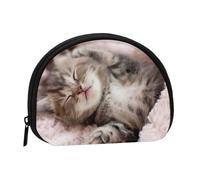 Porte-monnaie coloré imprimé poisson de mer tropical pleine largeur, pratique pour un usage quotidien, Chat endormi, Taille unique, Pochette à monnaie