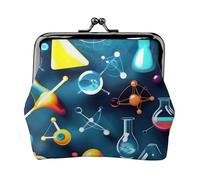 Porte-monnaie compact abstrait scientifique chimie imprimé 11,5 x 10,5 cm mignon mini portefeuille avec fermeture à baiser pochette étanche