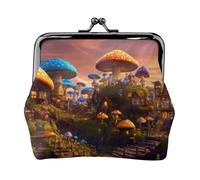 Porte-monnaie compact avec fermeture éclair pour femme - Motif champignon magique
