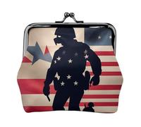 Porte-monnaie compact avec fermeture éclair pour femme - Motif soldats militaires américains