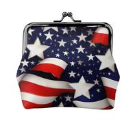 Porte-monnaie compact avec motif drapeau américain, étoiles, rayures, 11,5 x 10,5 cm, joli mini portefeuille avec fermeture à baiser, pochette étanche