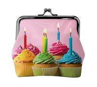 Porte-monnaie compact coloré Happy Birthday Cupcakes pour femme avec serrure étanche pour cadeaux de voyage, Noir , Taille unique, Sac à dos décontracté