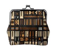 Porte-monnaie compact en tissu de boue africaine avec fermeture à baiser et pochette étanche 11,5 x 10,5 cm