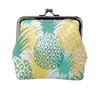 Porte-monnaie compact imprimé ananas tropical 11,5 x 10,5 cm mignon mini portefeuille avec fermeture à baiser pochette étanche