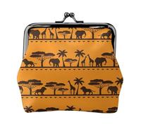 Porte-monnaie compact imprimé animaux africains 11,5 x 10,5 cm mignon mini portefeuille avec fermeture à baiser pochette étanche
