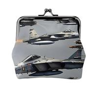 Porte-monnaie compact imprimé avions de chasse 11,5 x 10,5 cm avec pochette étanche
