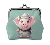 Porte-monnaie compact imprimé cochon mignon 11,5 x 10,5 cm Mini portefeuille avec fermeture à baiser pochette étanche