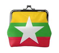 Porte-monnaie compact imprimé drapeau de la Birmanie 11,5 x 10,5 cm mignon mini portefeuille avec fermeture à baiser pochette étanche