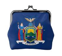 Porte-monnaie compact imprimé drapeau de l'État de New York 11,5 x 10,5 cm mignon mini portefeuille avec fermeture à baiser pochette étanche