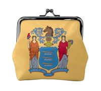 Porte-monnaie compact imprimé drapeau du New Jersey 11,5 x 10,5 cm mignon mini portefeuille avec pochette étanche Kiss Lock