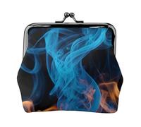 Porte-monnaie compact imprimé flamme bleue 11,5 x 10,5 cm mignon mini portefeuille avec fermeture à baiser pochette étanche