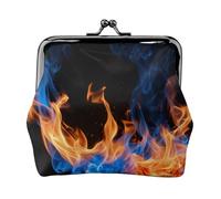 Porte-monnaie compact imprimé flamme bleue 11,5 x 10,5 cm mignon mini portefeuille avec fermeture à baiser pochette étanche