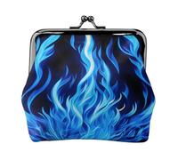 Porte-monnaie compact imprimé flamme indigo 11,5 x 10,5 cm mignon mini portefeuille avec fermeture à baiser pochette étanche