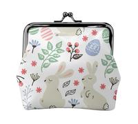 Porte-monnaie compact imprimé fleurs, lapins, oiseaux, 11,5 x 10,5 cm, joli mini portefeuille avec fermeture à baiser, pochette étanche