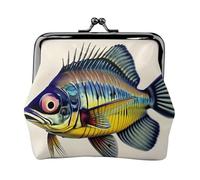 Porte-monnaie compact imprimé poisson jaune mouche exquis Kiss Lock Wallet mignon mini pochette pièces cartes portefeuille