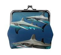 Porte-monnaie compact imprimé requin marteau exquis avec verrou de baiser mignon mini pochette pour pièces de monnaie cartes portefeuille