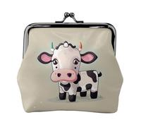 Porte-monnaie compact imprimé vache blanche mignon 11,5 x 10,5 cm mignon mini portefeuille avec fermeture à baiser pochette étanche