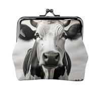 Porte-monnaie compact imprimé vache noir et blanc pour femme avec fermeture éclair