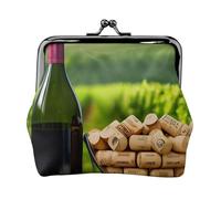 Porte-monnaie compact polyvalent pour femme avec fermeture éclair et bouchon en liège Motif raisin