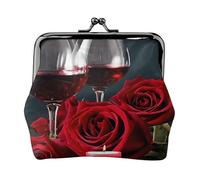 Porte-monnaie compact pour femme avec serrure et rose vin rouge et bougie, Noir , Taille unique, Sac à dos décontracté