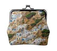 Porte-monnaie compact pour femme avec serrure imperméable pour cadeaux de voyage Motif architecture grecque, Noir , Taille unique, Sac à dos décontracté
