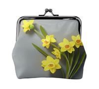 Porte-monnaie compact pour femme avec serrure - Motif fleurs de narcisse - Étanche - Cadeau de voyage, Noir , Taille unique, Sac à dos décontracté