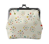 Porte-monnaie compact rétro moderne imprimé 11,5 x 10,5 cm mignon mini portefeuille avec fermeture à baiser pochette étanche