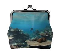 Porte-monnaie compact sous l'eau avec vue sur l'océan - 11,5 x 10,5 cm - Joli mini portefeuille avec fermeture à baiser - Pochette étanche