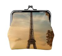 Porte-monnaie compact Tour Eiffel Paris automne 11,5 x 10,5 cm mignon mini portefeuille avec fermeture à baiser pochette étanche