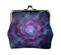 Porte-monnaie Cosmic Rose Fusion imprimé Kiss Lock, compact et durable, facile à transporter, Noir , Taille unique, Pochette à monnaie