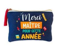 porte-monnaie coton merci maître 8.5x12cm bleu - sud trading cd6605 Bleu G