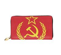 Porte-Monnaie Couronne De Faucille Et De Marteau Drapeau Soviétique Bourse Pochette Imprimé Femme Pouch Bourse Longue Cuir Portefeuille pour Prof, Homme, Amoureux