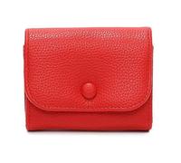 Porte-monnaie court pour femme - Petit portefeuille en cuir synthétique - Style coréen - Changement élégant pour le quotidien - Style coréen - Avec porte-cartes, Rouge, One Size