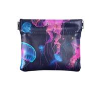 Porte-monnaie Cowboy Riding Bull en cuir synthétique pour pièces de monnaie, pochette à presser, mini sacs cosmétiques, Motif méduses colorées, Motif :