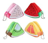 Porte-Monnaie créatif en Peluche, Sac de Poche en Forme de Fruit en 3D pour Enfants, Porte-clés, Porte-Monnaie, Porte-clés, Sacs d'embrayage, Casque, Ensemble de Rangement pour câble de données 4PCS