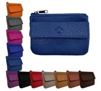 Porte Monnaie Cuir Homme / Femme pour billets, carte, monnaie et clé, 2 fermetures, compact, en plusieurs couleur -Marine-LOLUNA®