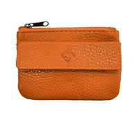 Porte Monnaie Cuir Homme/Femme pour Billets, Carte, Monnaie et clé, 2 Fermetures, Compact, en Plusieurs Couleur (Orange)-LOLUNA®