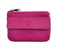 Porte Monnaie Cuir Homme/Femme pour Billets, Carte, Monnaie et clé, 2 Fermetures, Compact, en Plusieurs Couleur (Fuchsia)-LOLUNA®