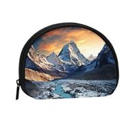 Porte-monnaie cygne dans l'eau - Mini porte-monnaie pour pièces de monnaie, clés, rouge à lèvres et essentiels avec fermeture éclair, Montagne enneigée spectaculaire, One Size, Tendance