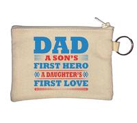 Porte-monnaie « Dad A Son's First Hero A Daughter's First Love » - Bleu et rouge - Beige