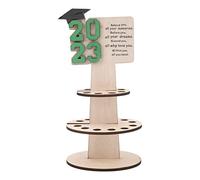 Porte-Monnaie de Graduation, Porte-Monnaie de Graduation en Bois Chapeau de Célibataire Double Couche Exquis 20 Trous pour Les Chèques (Vert