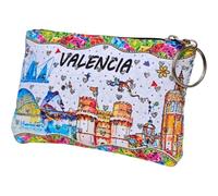 Porte-monnaie de Valence | Petit portefeuille avec fermeture éclair et porte-clés | Design exclusif de monuments | Souvenir et cadeau original d'Espagne