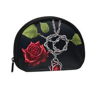 Porte-monnaie de voyage avec fermeture éclair pour argent, carte, clés, rouge à lèvres - Roses noires gothiques, noir, taille unique, moderne, Noir , Taille unique, Moderne
