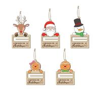Porte-Monnaie décoratif de Noël, Porte-Monnaie Unique de Noël,Pince à Billets de Noël Porte-Monnaie en Bois Décoration Porte-Monnaie | Pendentif Arbre de noël 5 pièces, Porte-Monnaie de vœux de noël,